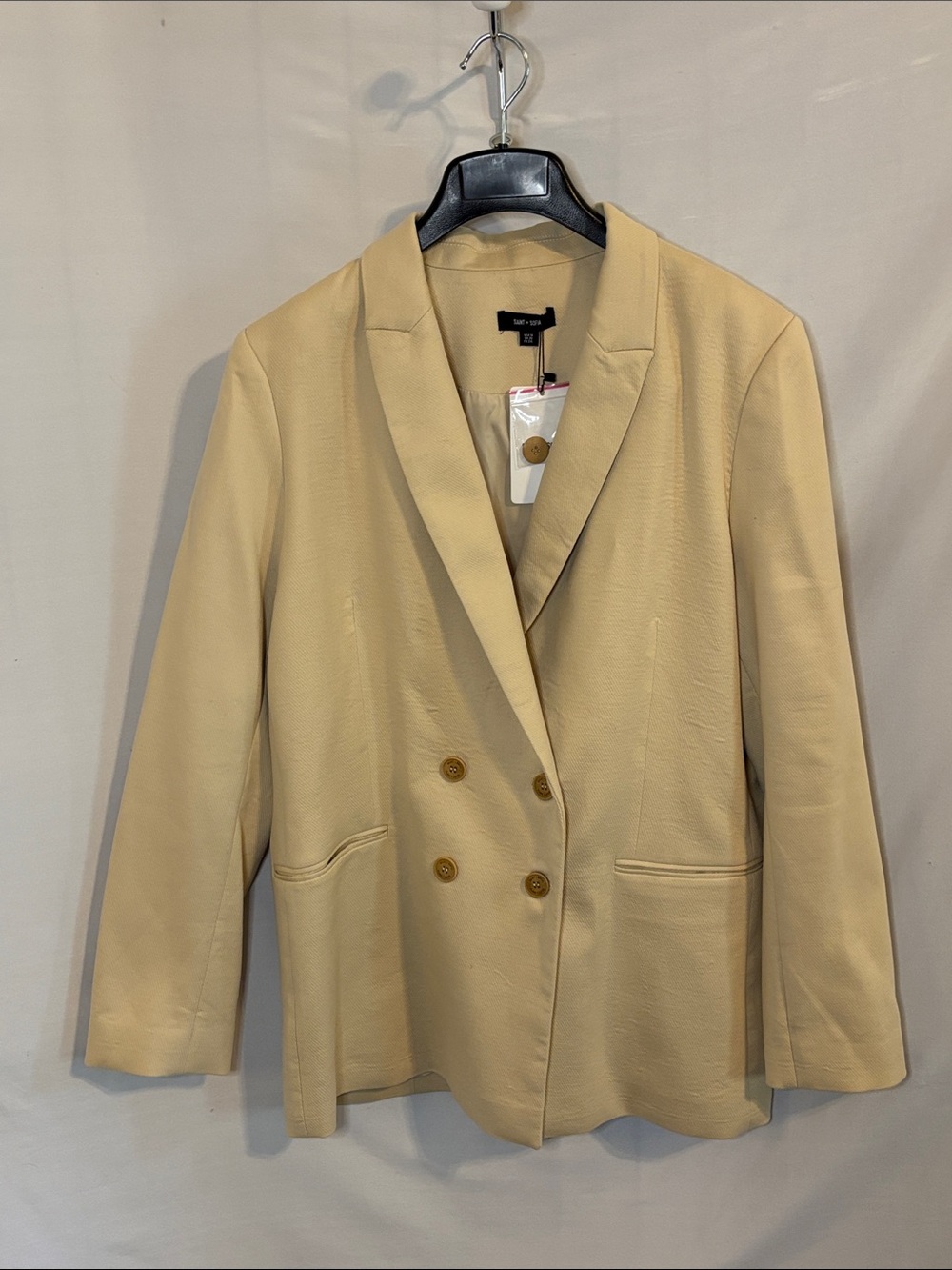 Saint + Sofia Cambridge Blazer Crepe in Beige Size 16